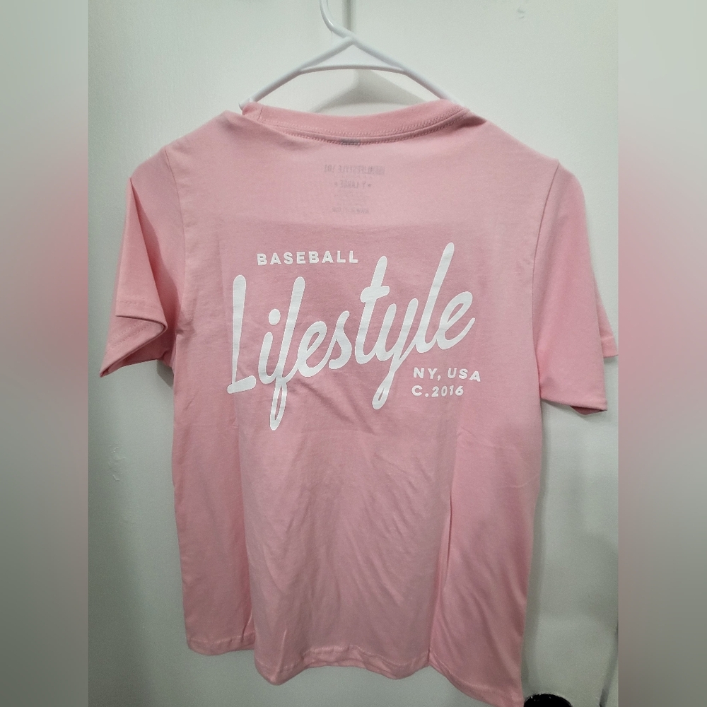 Youth Large BSBL BL101 Lifestyle‎ Graphic Pink Short Sleeve Tee